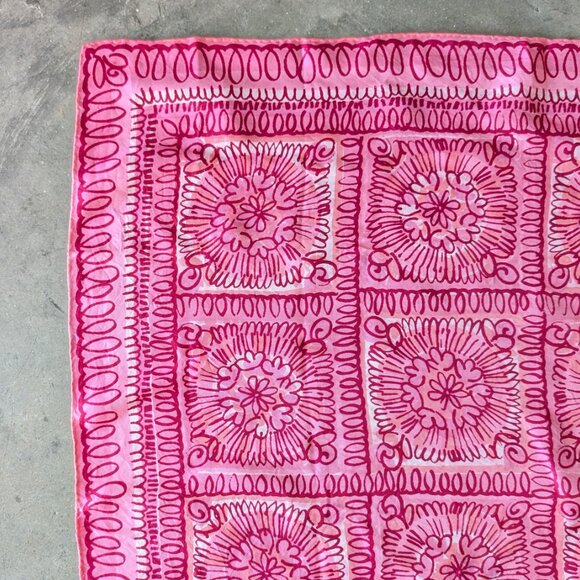 Vintage Vera Pink Illustrated Floral Medallion Square Scarf - Picture 3 of 7